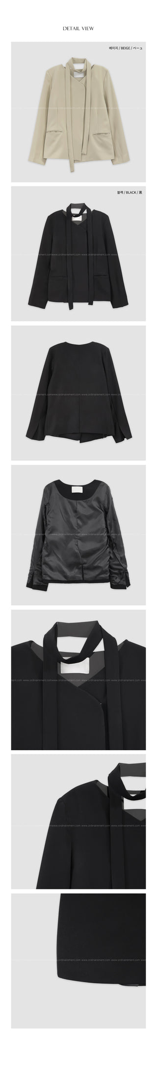 (2 colors) Strapless Collarless Jacket