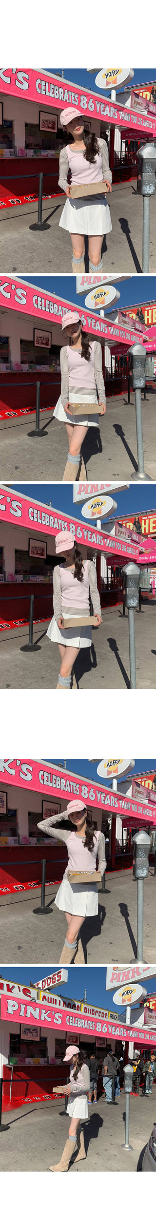 (3 colors) Cotton pleated mini skirt