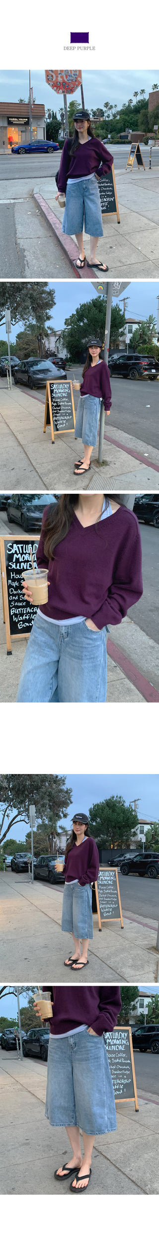 (4 colors) Basic V-neck knit
