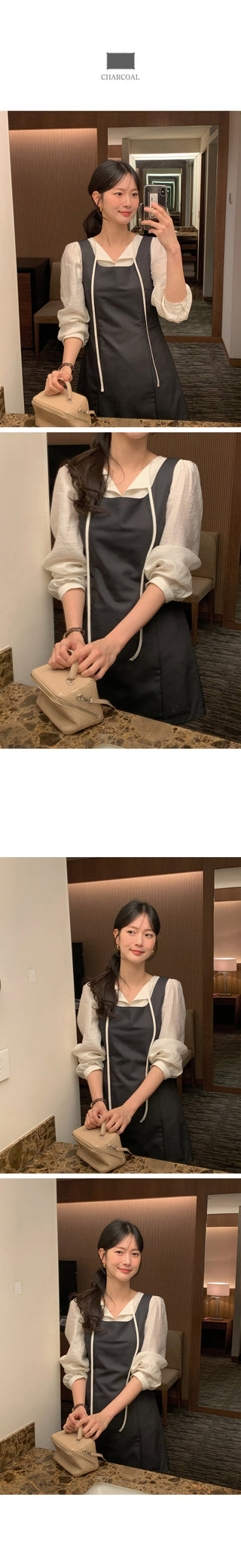 (2 colors) Tie-shirred blouse