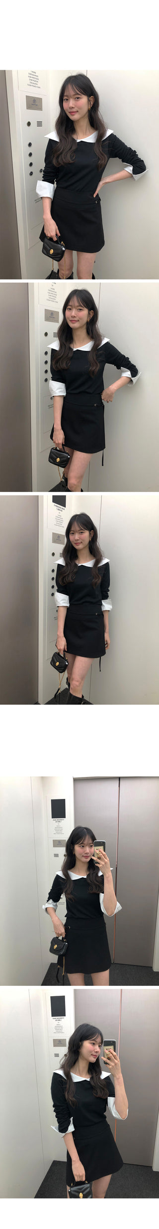 (2 colors) Belted mini skirt