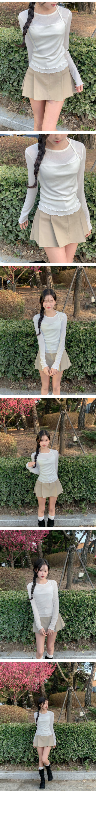 [Set] Frill Camisole & Long Sleeve T-Shirt