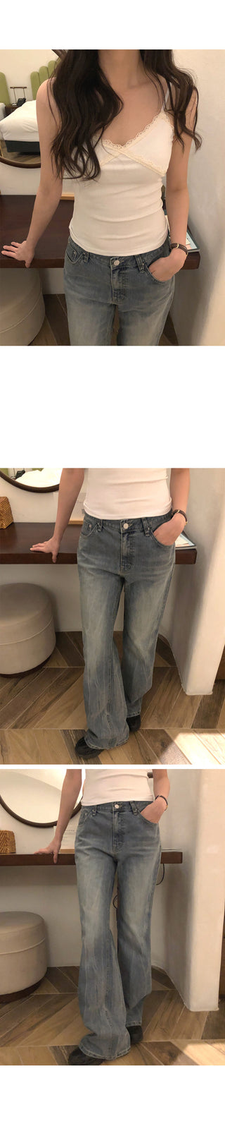 Low-rise denim pants