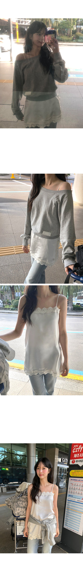 Satin lace slip dress