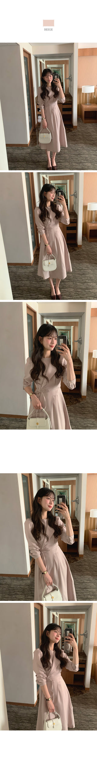 Round neck drape wrap dress