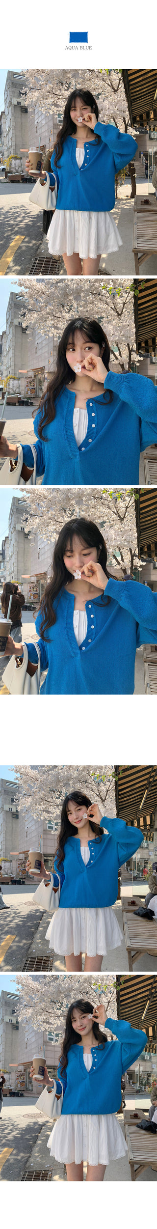 Henley neck loose knit