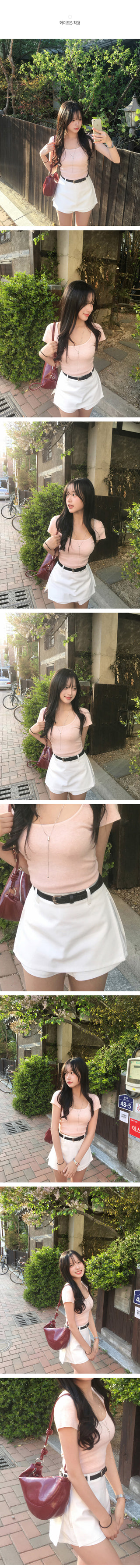 Belted mini skirt pants