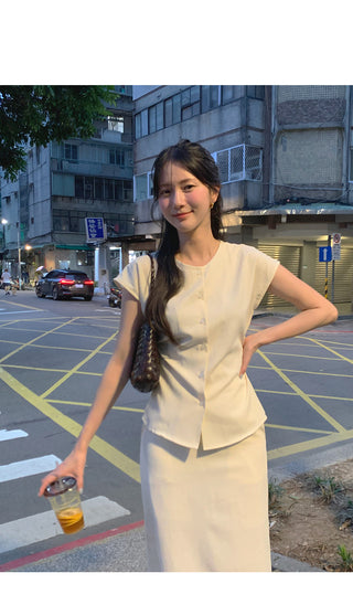 (2 colors) Button blouse