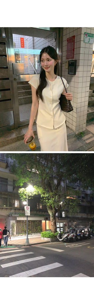 (2 colors) Button blouse