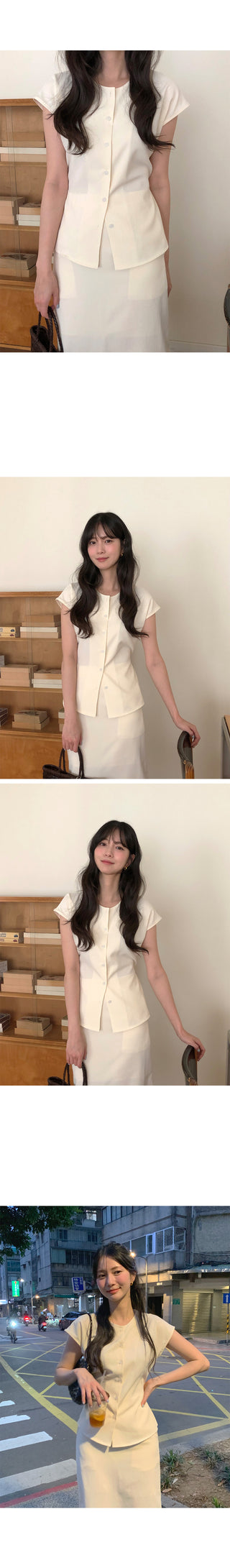 (2 colors) Button blouse