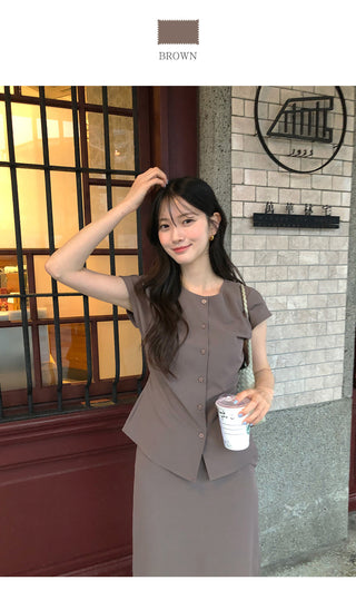 (2 colors) Button blouse