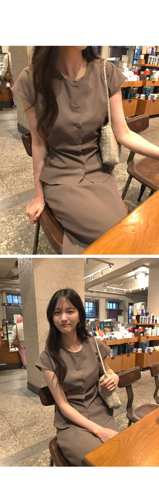 (2 colors) Button blouse