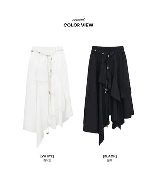 [2 colors][set] Ambal Frill Midi Skirt