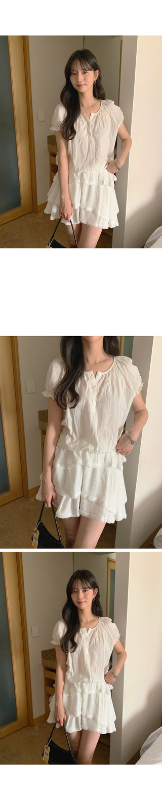 [2 colors] Tiered Lace Skirt