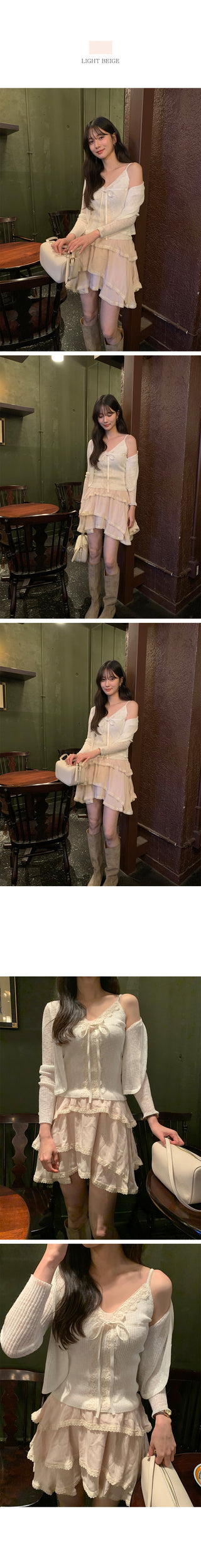 [2 colors] Tiered Lace Skirt