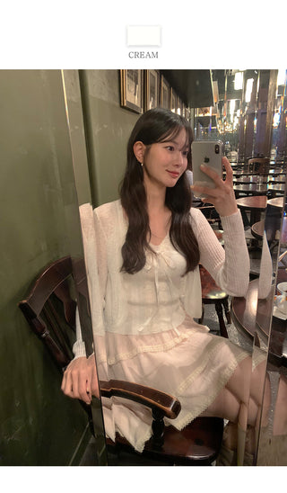 [2 colors] Head Lace Sleeveless Cardigan