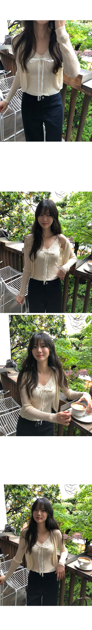 [2 colors] Head Lace Sleeveless Cardigan