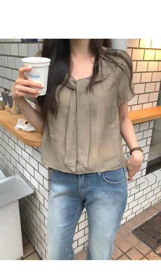 [3 colors] Tie Ribbon Blouse