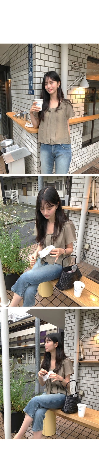 [3 colors] Tie Ribbon Blouse