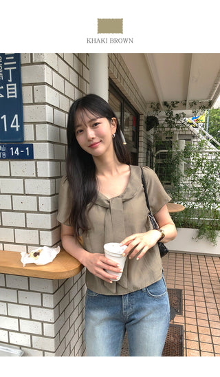 [3 colors] Tie Ribbon Blouse