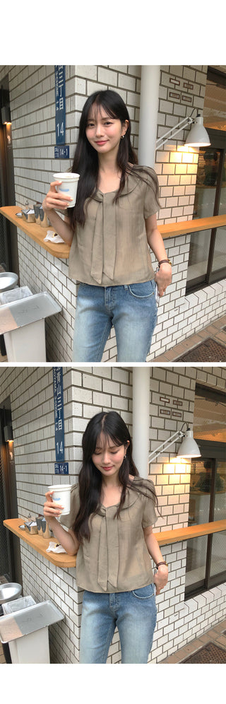 [3 colors] Tie Ribbon Blouse