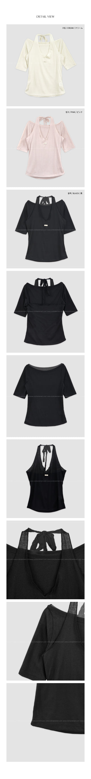 [3 colors] Ribbon Collar Wrap Blouse