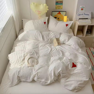 White Heart Coquette Bedding Set