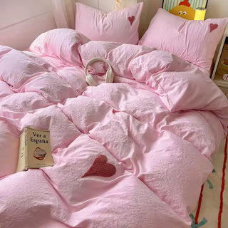Pink Heart Pastel Bedding Set