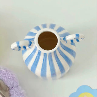 Pastel Striped Ceramic Vase