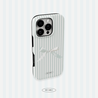 Gray Bow Striped iPhone Case