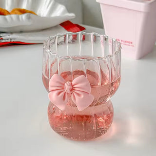 Coquette Pink Bow Glass Cup