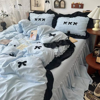 Aesthetic Pink Bedding Set with Bow