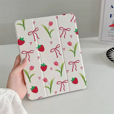 Coquette Strawberry and Tulip iPad Case