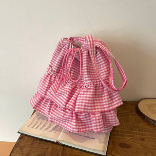 Ruffle Gingham Tote Bag