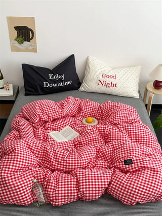 Black and Blue Preppy Gingham Bedding Set