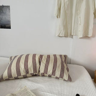 Retro Striped Cotton Pillowcase