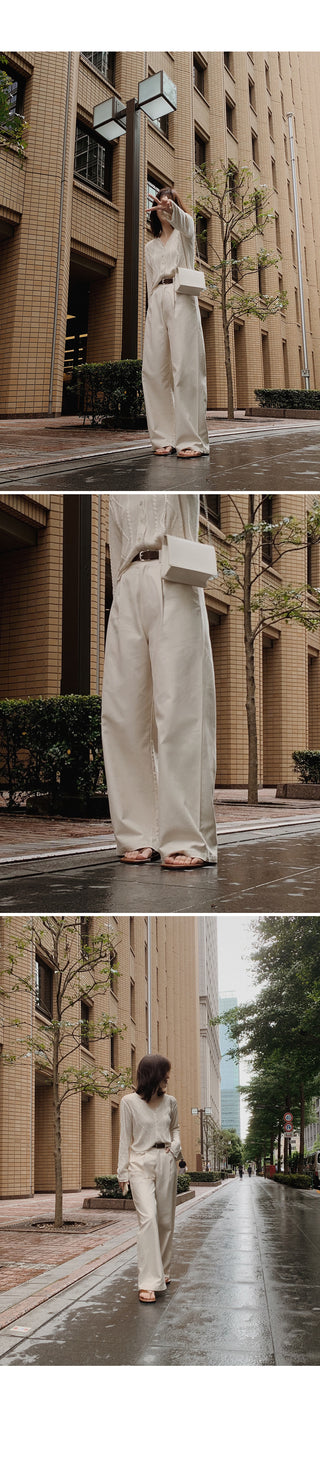 [Belt set] (basic/long) Wide pants - 4 sizes