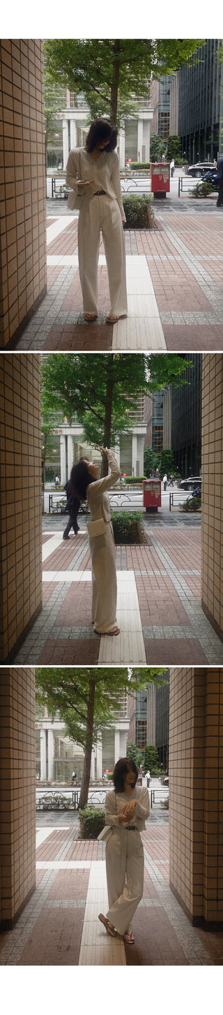 [Belt set] (basic/long) Wide pants - 4 sizes