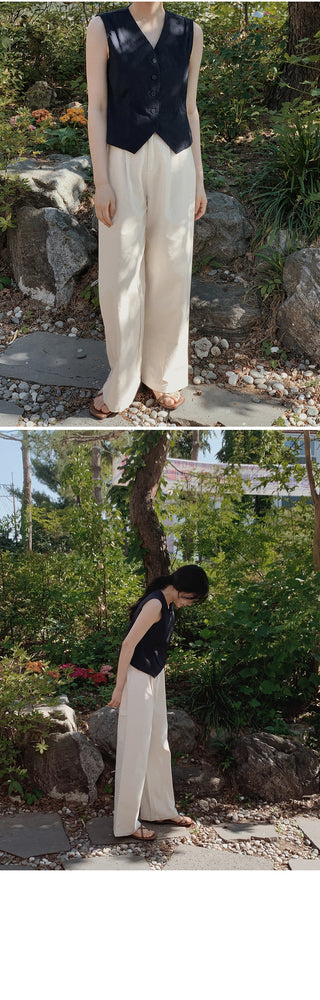 [Belt set] (basic/long) Wide pants - 4 sizes