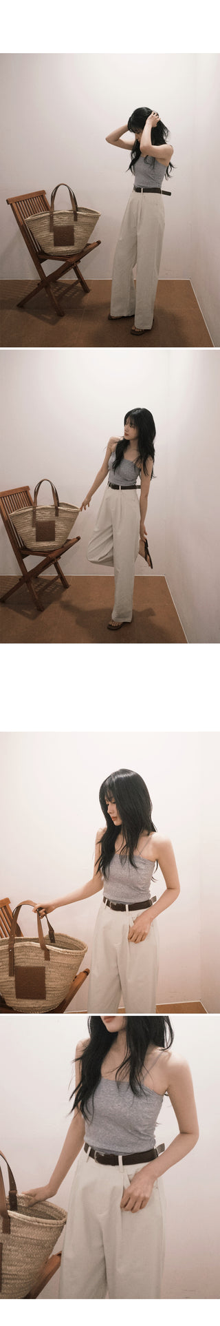 [Belt set] (basic/long) Wide pants - 4 sizes