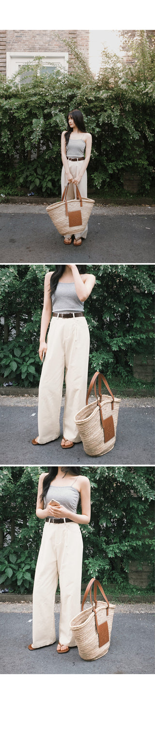 [Belt set] (basic/long) Wide pants - 4 sizes