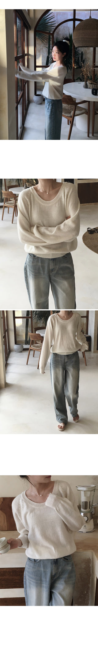 U-neck pastel knit