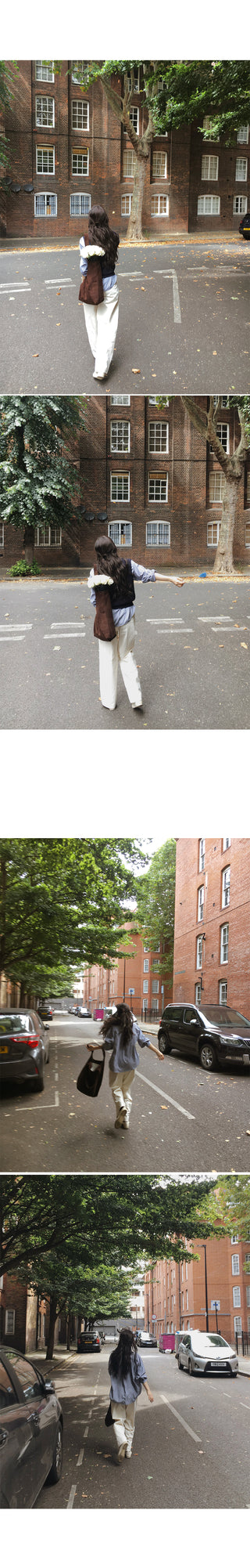Wide cotton slacks with pleats
