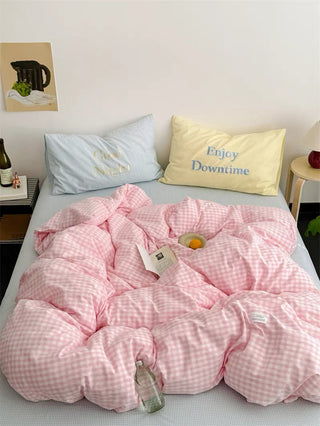 Black and Brown Preppy Gingham Bedding Set