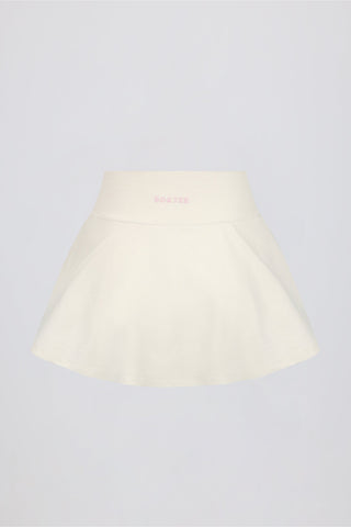 Brushed Jersey Crossover Mini Skort in Ivory Marl