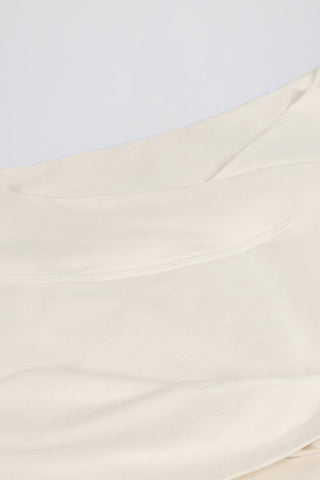 Brushed Jersey Crossover Mini Skort in Ivory Marl