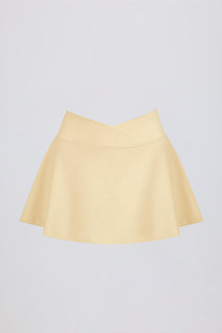 Brushed Jersey Crossover Mini Skort in Lemon Marl
