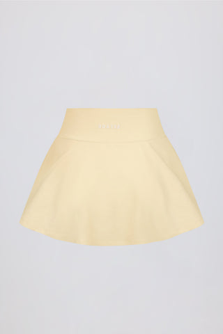 Brushed Jersey Crossover Mini Skort in Lemon Marl