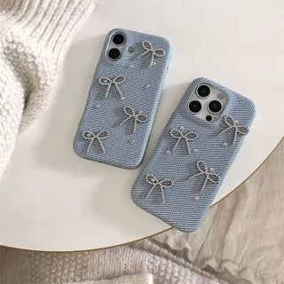 Sparkly Denim Bow iPhone Case