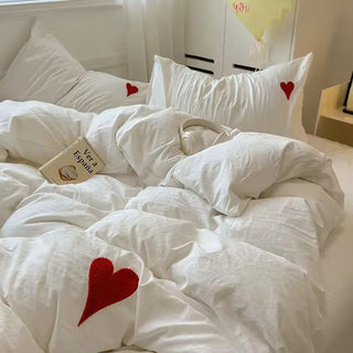 White Heart Coquette Bedding Set